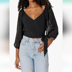 BCBGeneration Blouse 3/4 Sleeve, Wrap Style, Functional Tie - XL